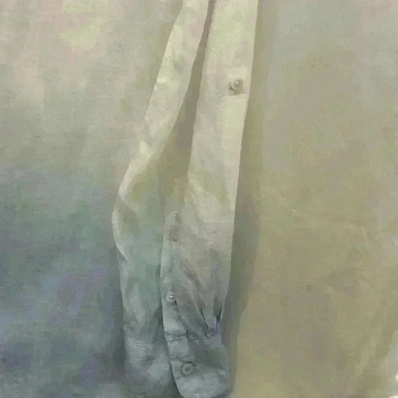 Talbots 100% Linen Beach Ombré Dip Dye Blue Tunic Roll Tab Sleeves Size Medium - Picture 9 of 10